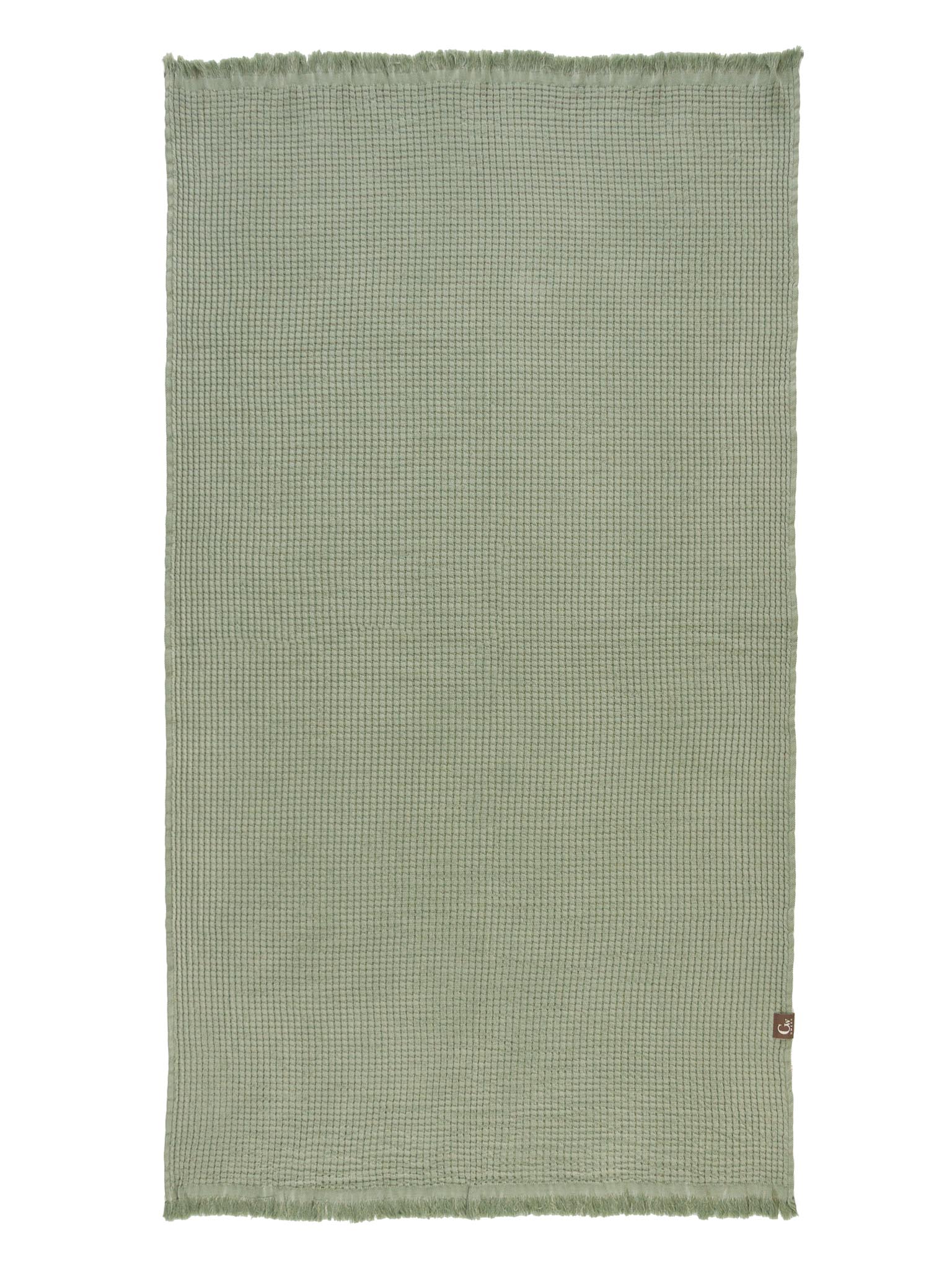 Green double sided, honeycomb beach towel open up