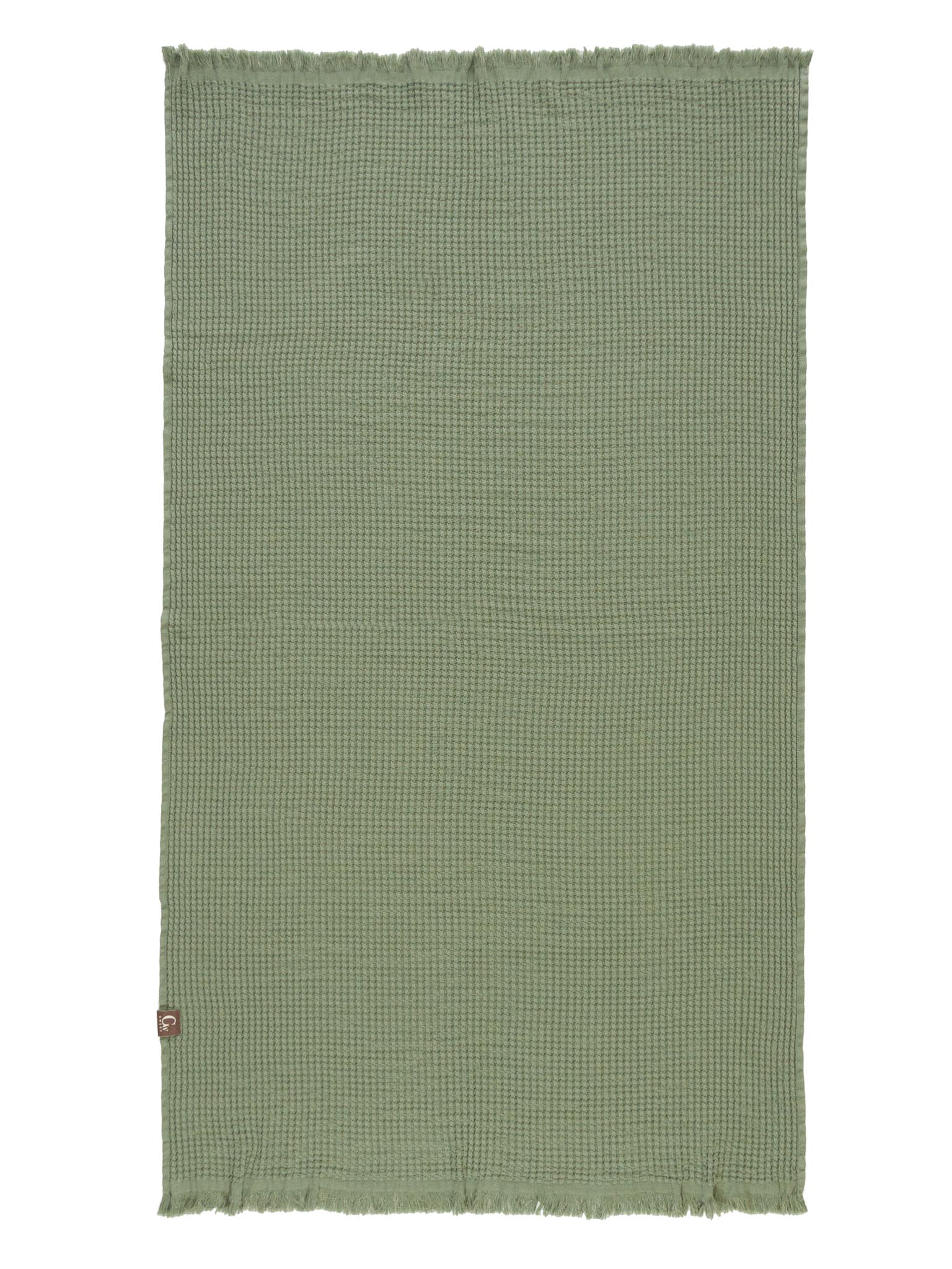 Green double sided, honeycomb beach towel open up