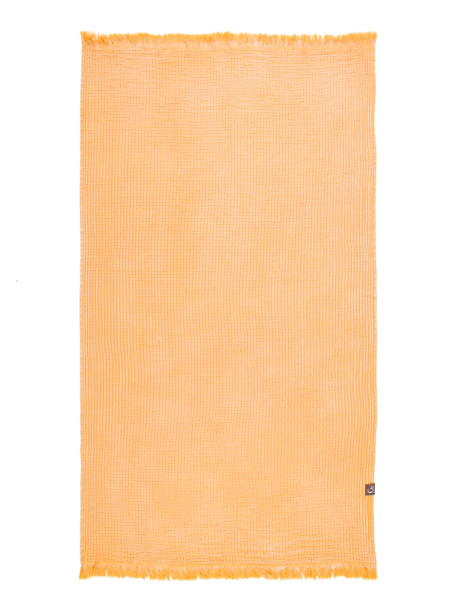 Yellow double sided honeycomb beach towel open up
