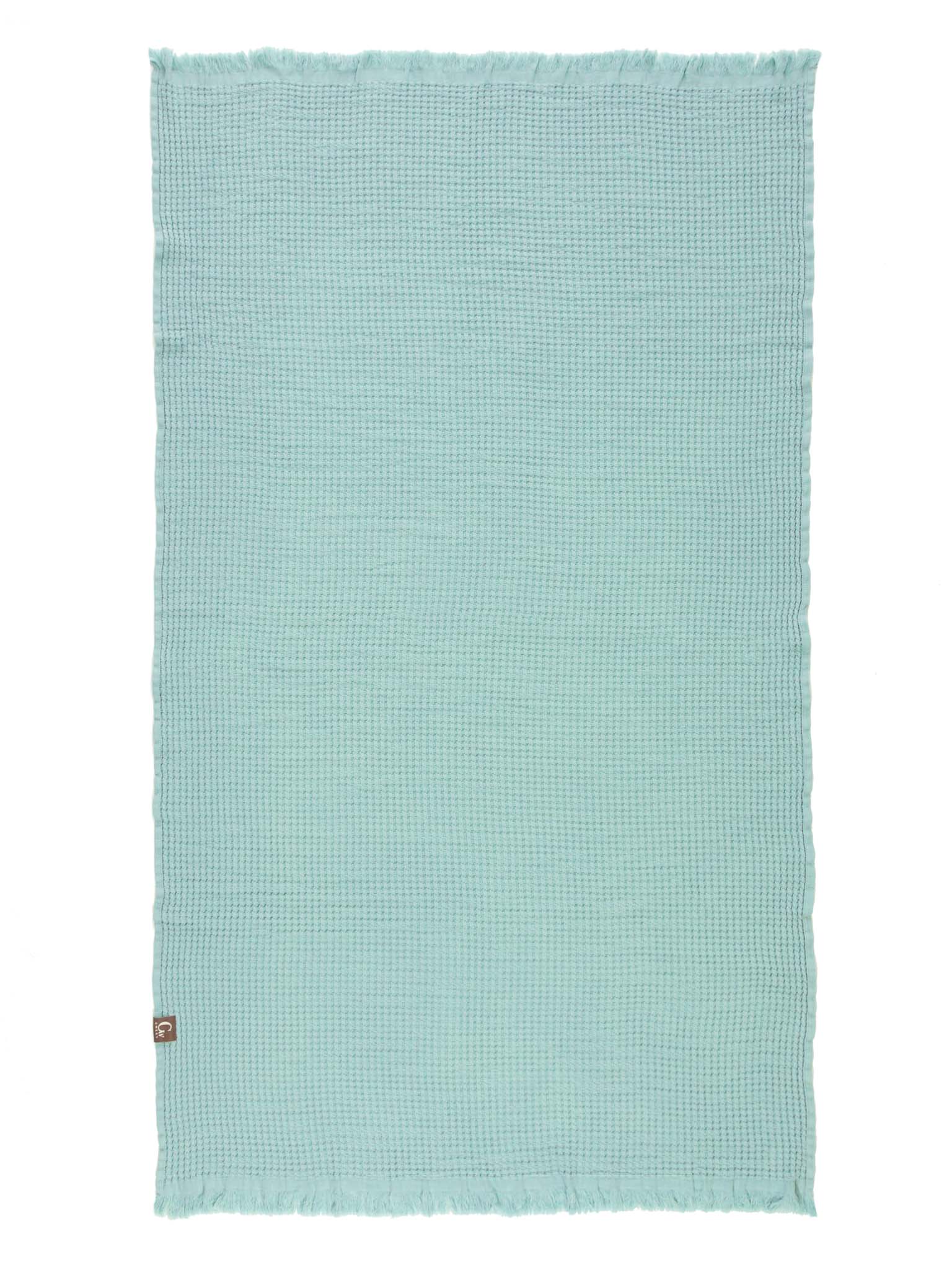 Cyan double sided honeycomb beach towel open up