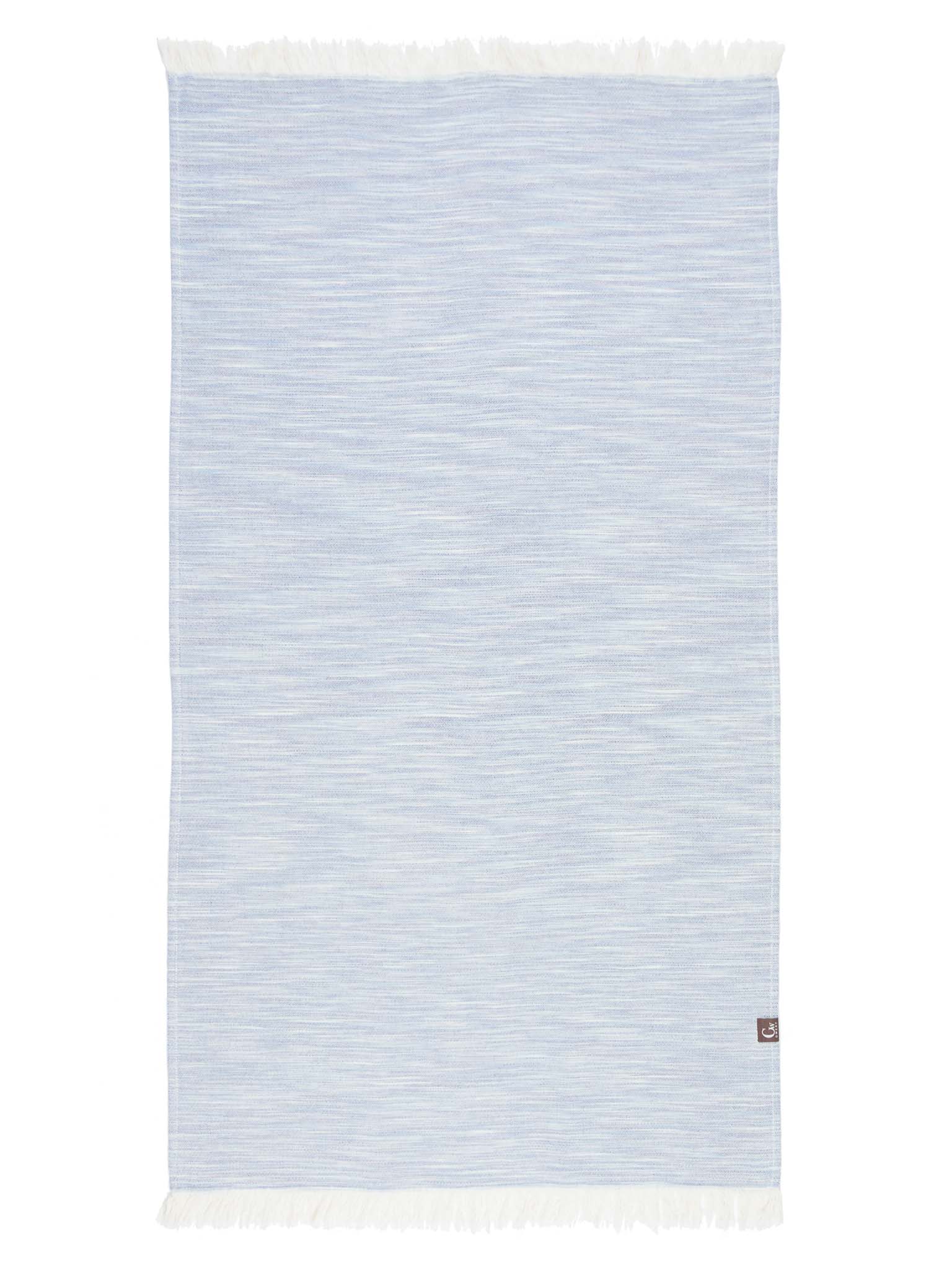 Blue patterned lightweight beach towel open up