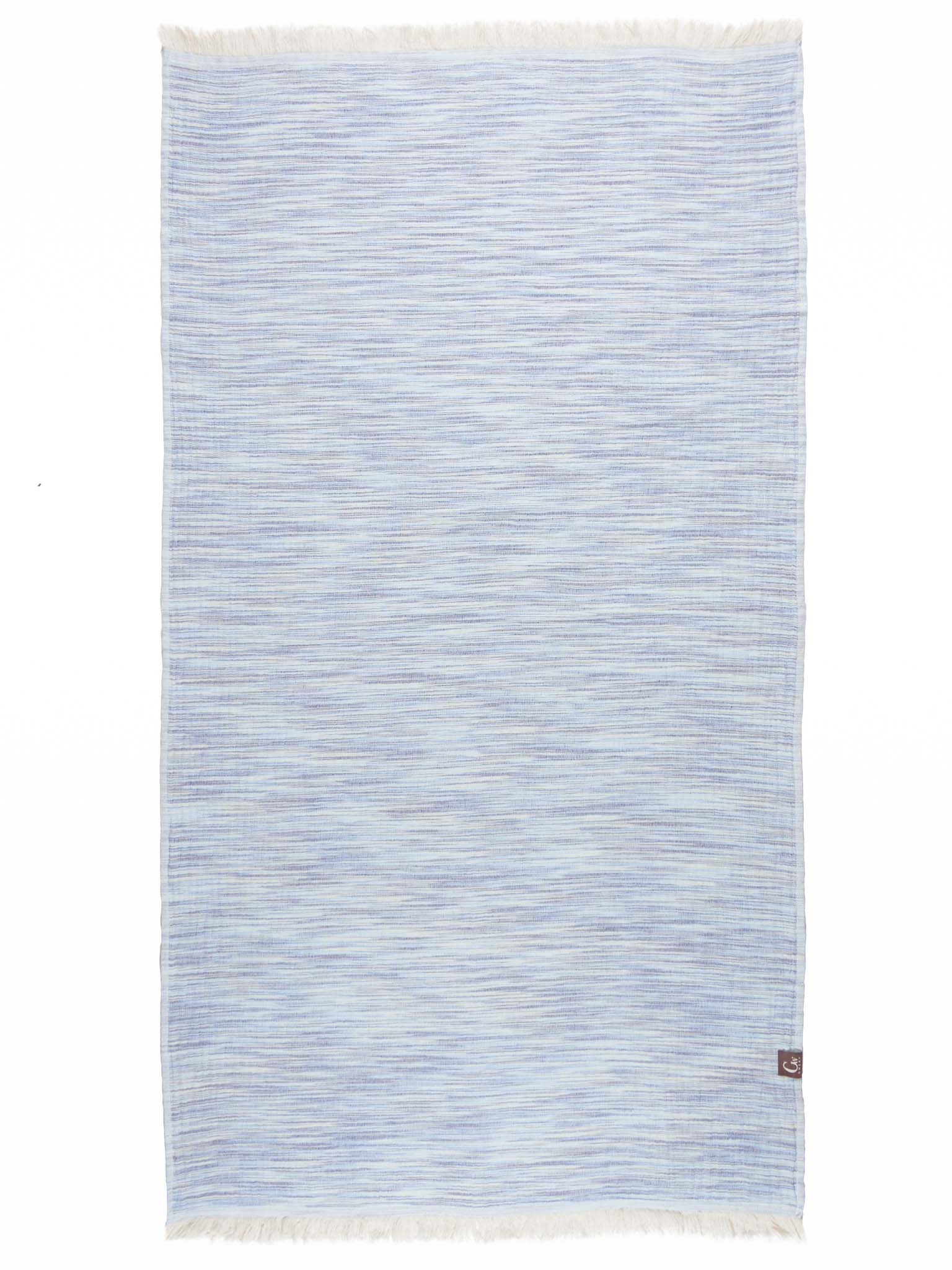 Blue patterned double sided beach towel open up
