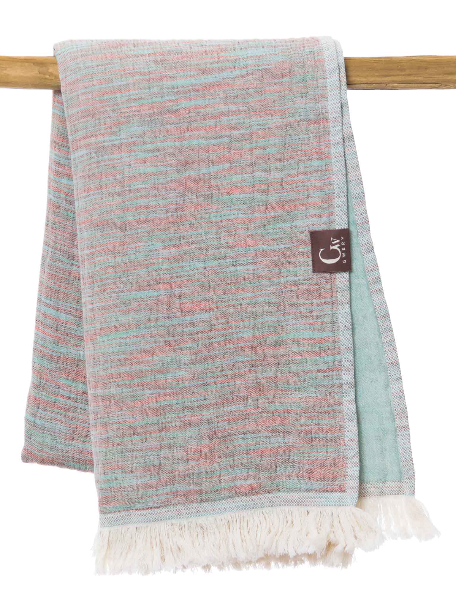 Multicolor double sided beach towel folded