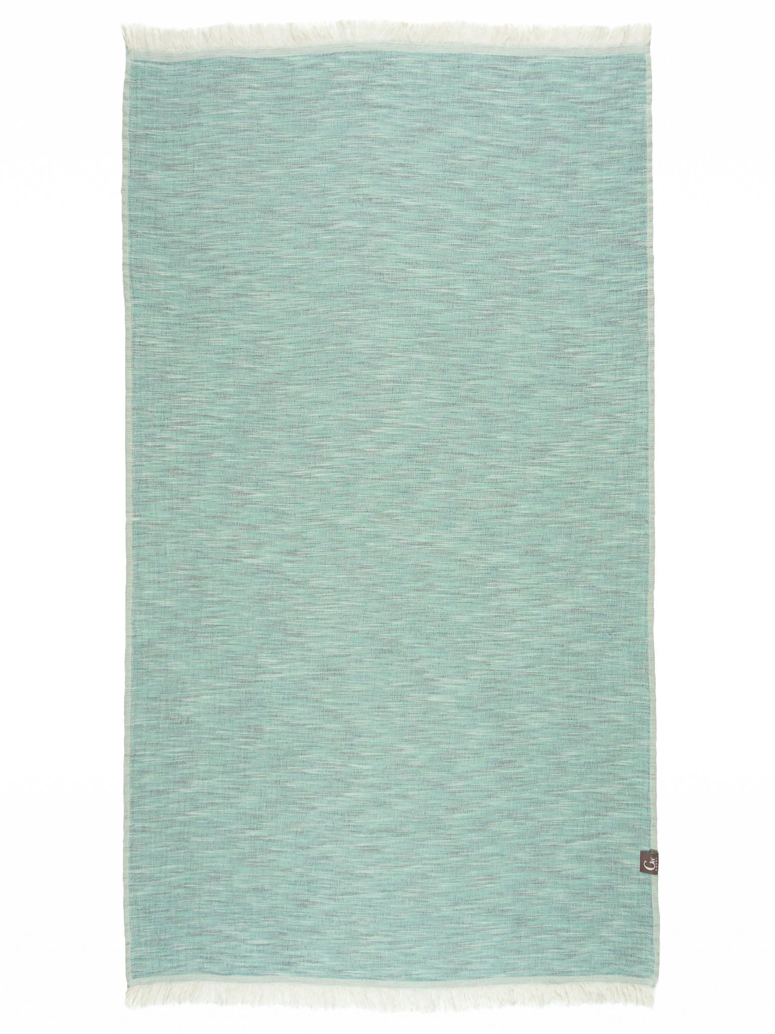 Green patterned, double sided, beach towel open up
