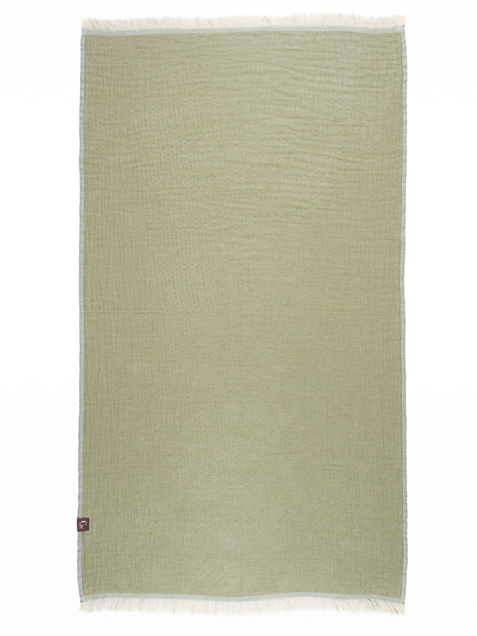 Green patterned, double sided, beach towel open up