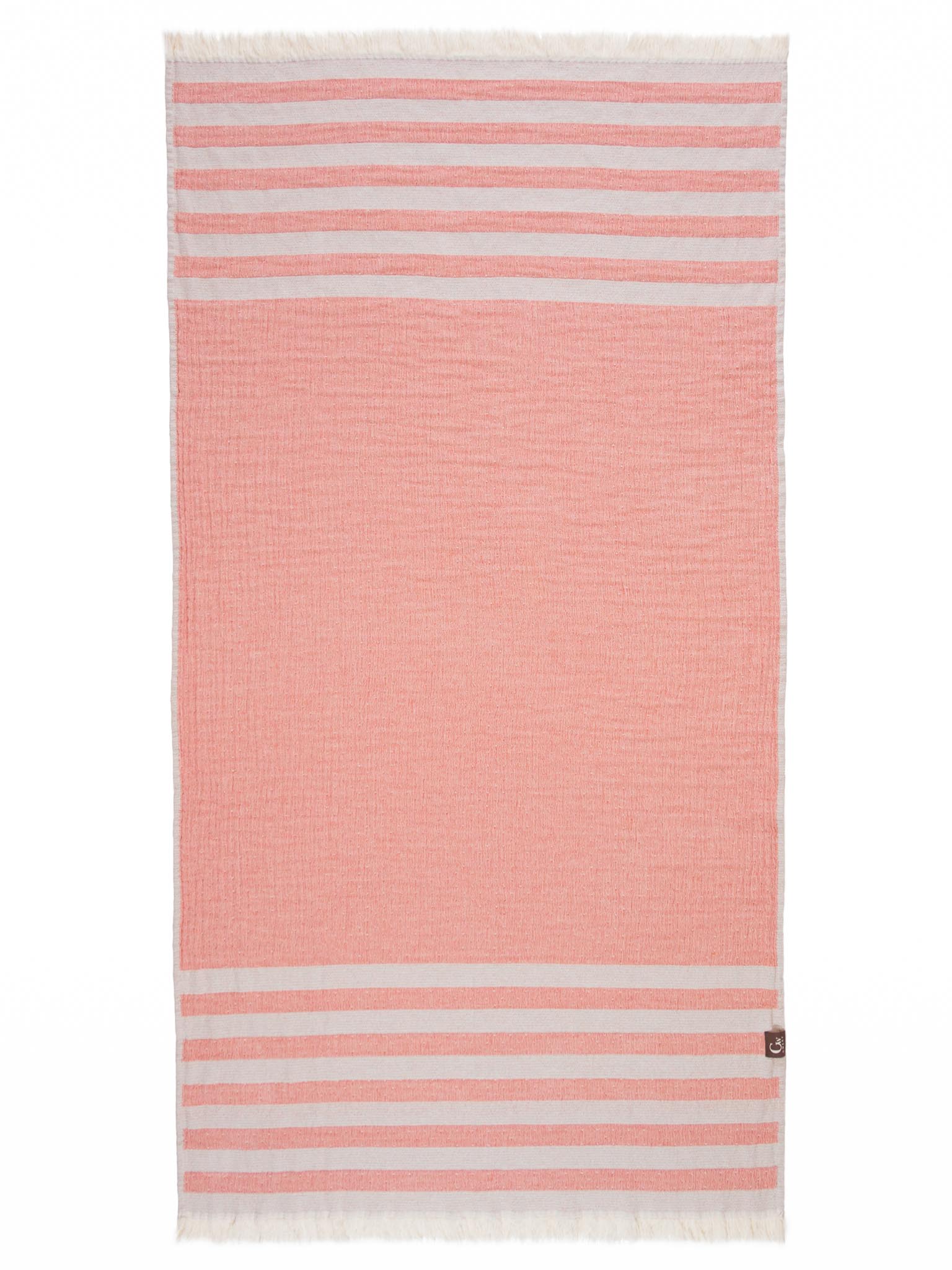 Orange and green double sided striped beach open up showing orange side