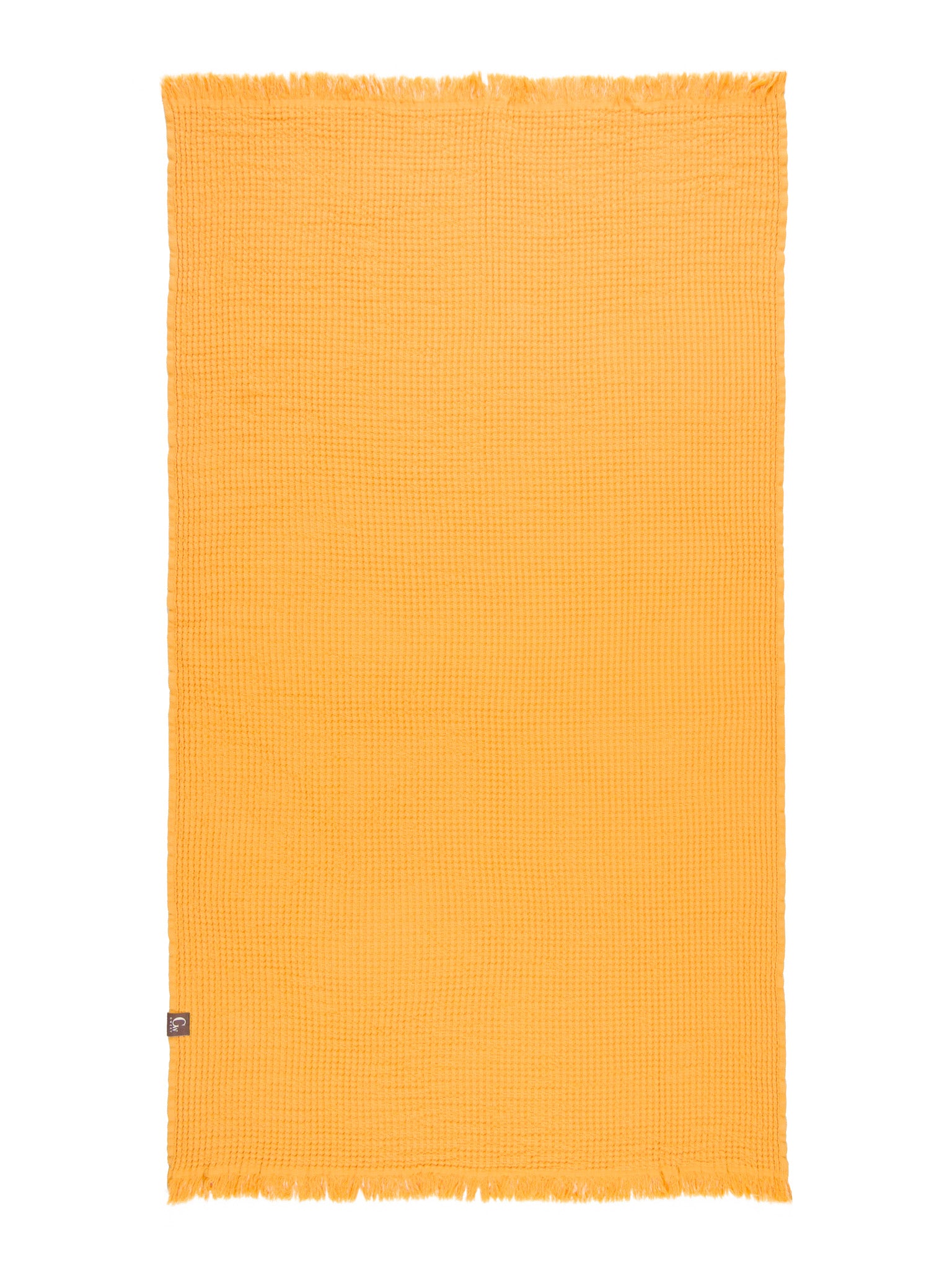 Yellow double sided honeycomb beach towel open up